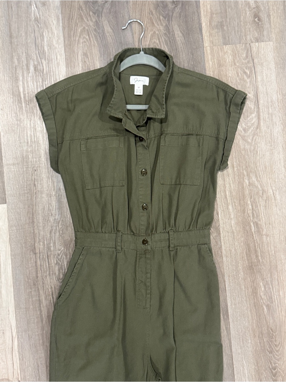 Japna Olive Green Cotton Full Button Jumper - Picture 10 of 11